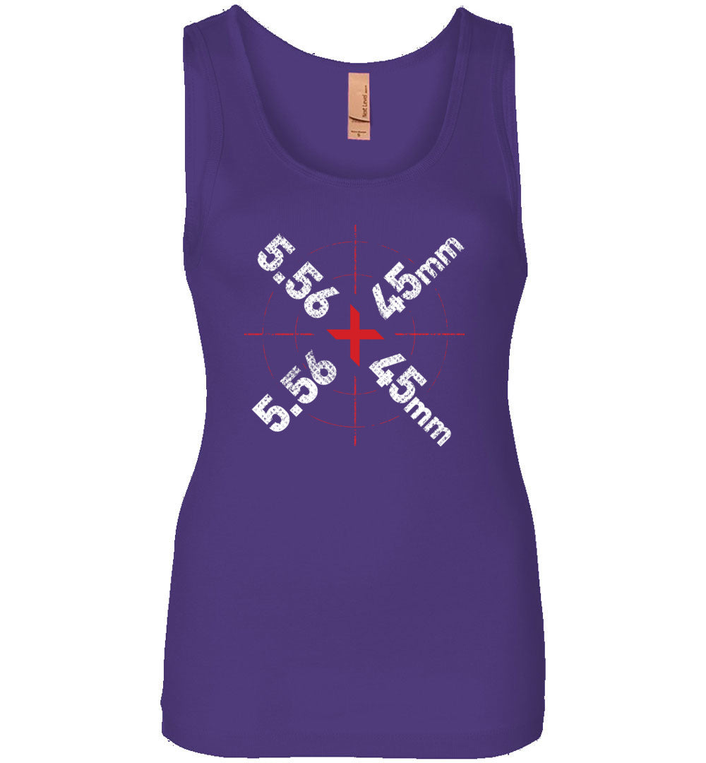 5.56 x 45mm Caliber Ammo AR-15 Shooting Gun Women's Tank Top - Purple