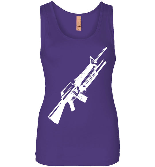 M16A2 Rifles with M203 Grenade Launcher - Pro Gun Tactical Ladies Tank Top - Purple
