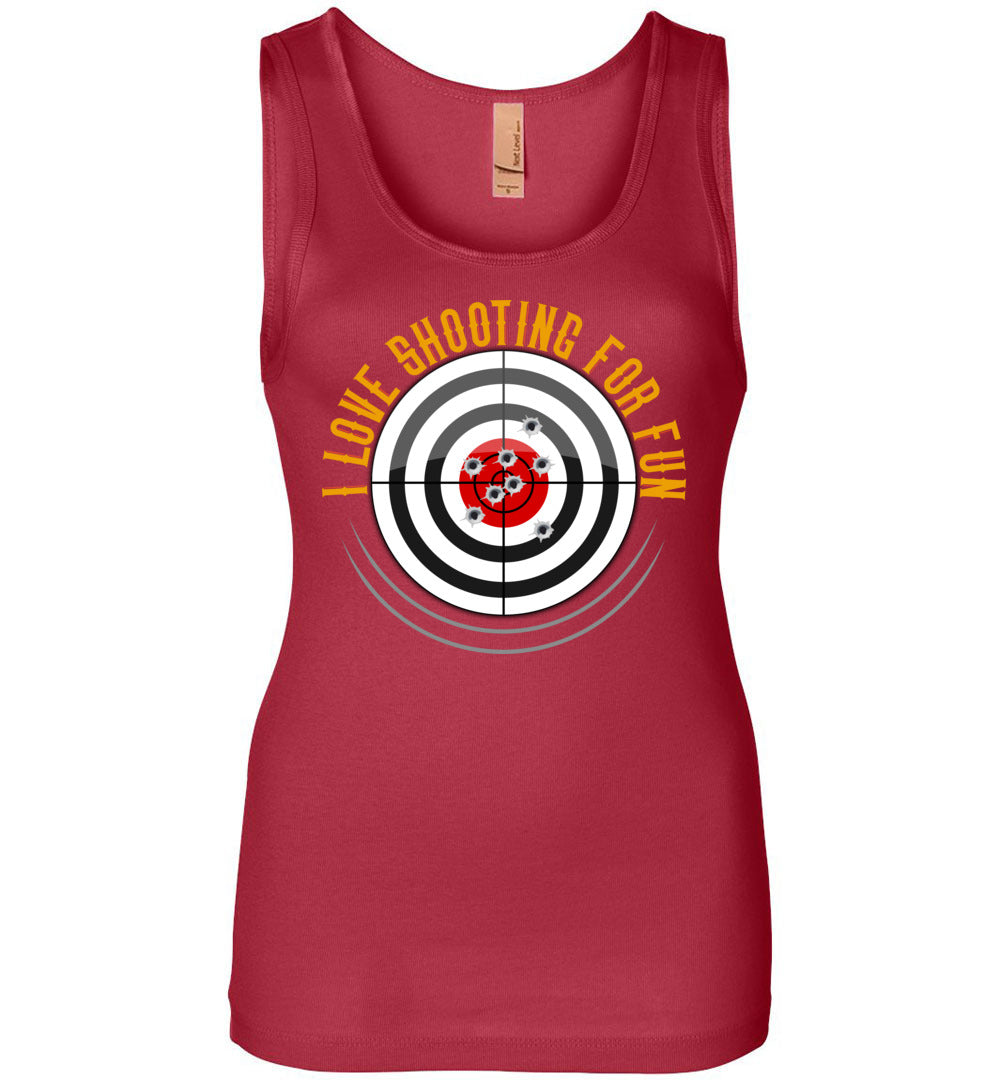 I Love Shooting for Fun - Women's Pro Gun Apparel - Red Tank Top