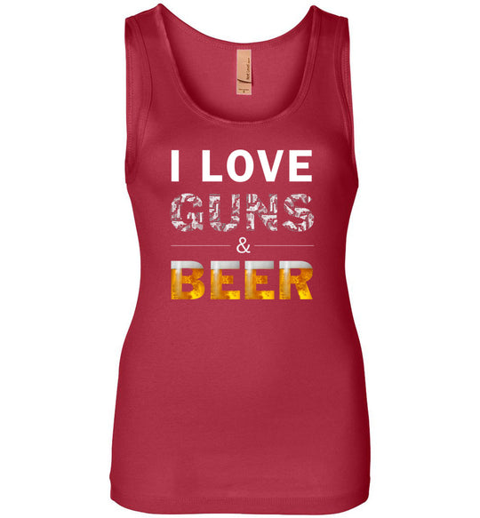I Love Guns & Beer - Women's Pro Firearms Apparel - Red Tank Top