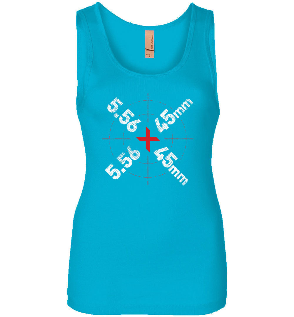 5.56 x 45mm Caliber Ammo AR-15 Shooting Gun Women's Tank Top - Turquoise