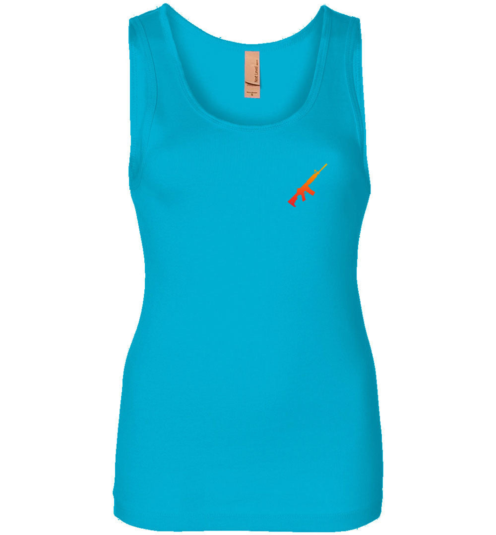 AR-15 Rifle Silhouette Firearm Women's Tank Top - Turquoise
