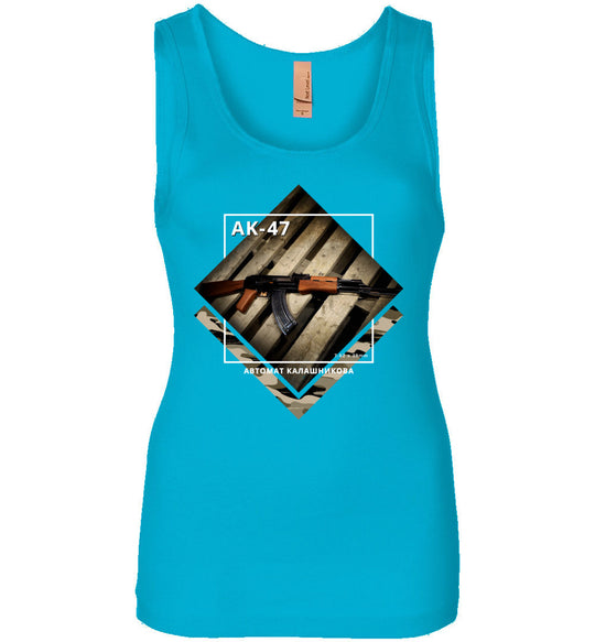 AK-47 Rifle - Tactical Ladies Apparel - Turquoise Tank Top