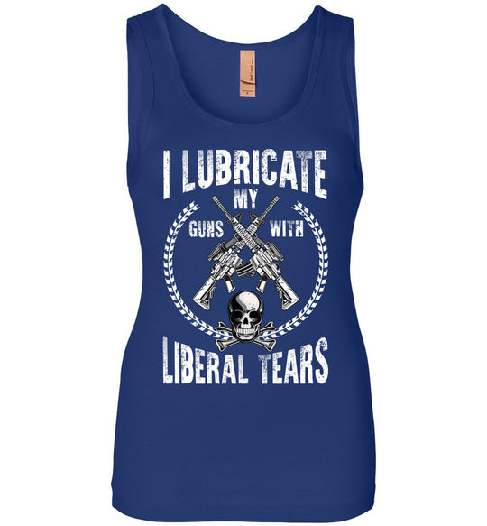 I Lubricate My Guns With Liberal Tears - Pro Gun Women's Apparel - Blue Tank Top