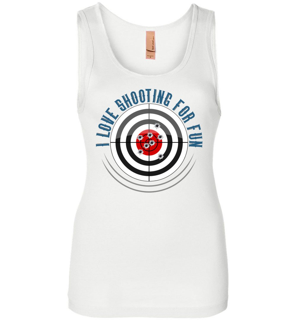 I Love Shooting for Fun - Women's Pro Gun Apparel - White Tank Top