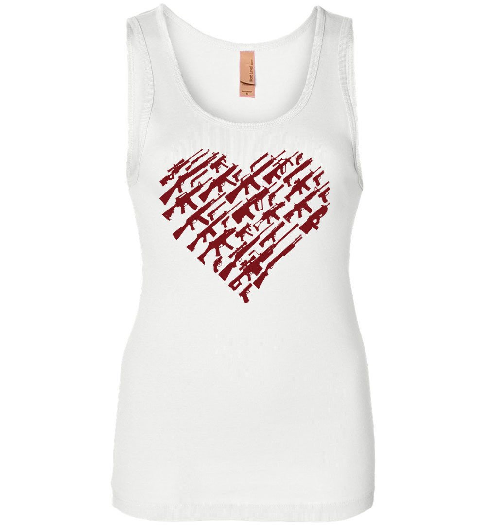 I Love Guns, Heart Made of Guns - Women's Tank Top - White