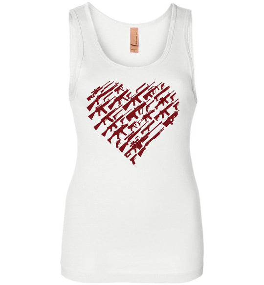 I Love Guns, Heart Made of Guns - Women's Tank Top - White