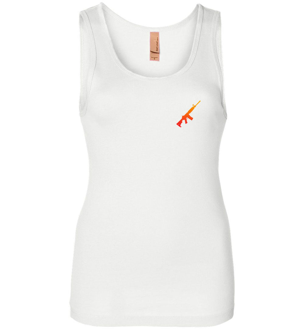 AR-15 Rifle Silhouette Firearm Women's Tank Top -  White