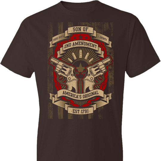 Son of Liberty 2nd Amendment Men's Apparel - Dark Brown Tshirt