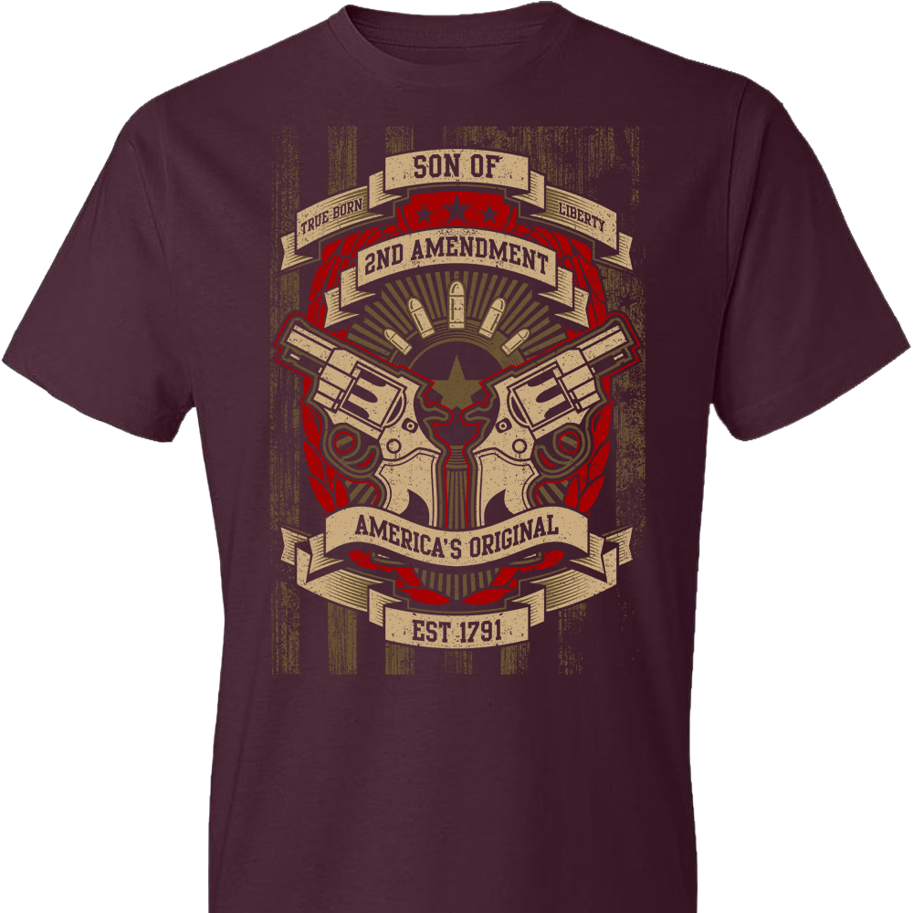 Son of Liberty 2nd Amendment Men's Apparel - Maroon Tshirt