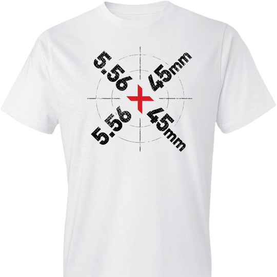 5.56 x 45mm Caliber Ammo AR-15 Shooting Gun Men's T-Shirt - White