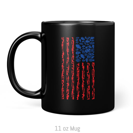 American Flag Made of Guns Silhouettes Mug