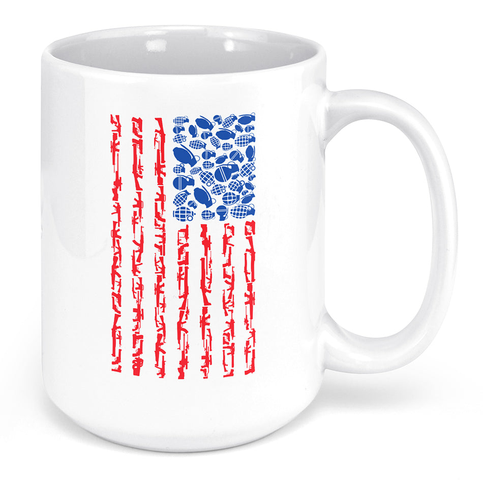 American Flag Made of Guns Silhouettes Mug