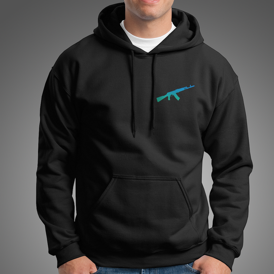 AK-47 AKM Rifle Silhouette Firearm Men's Hoodie -  Black