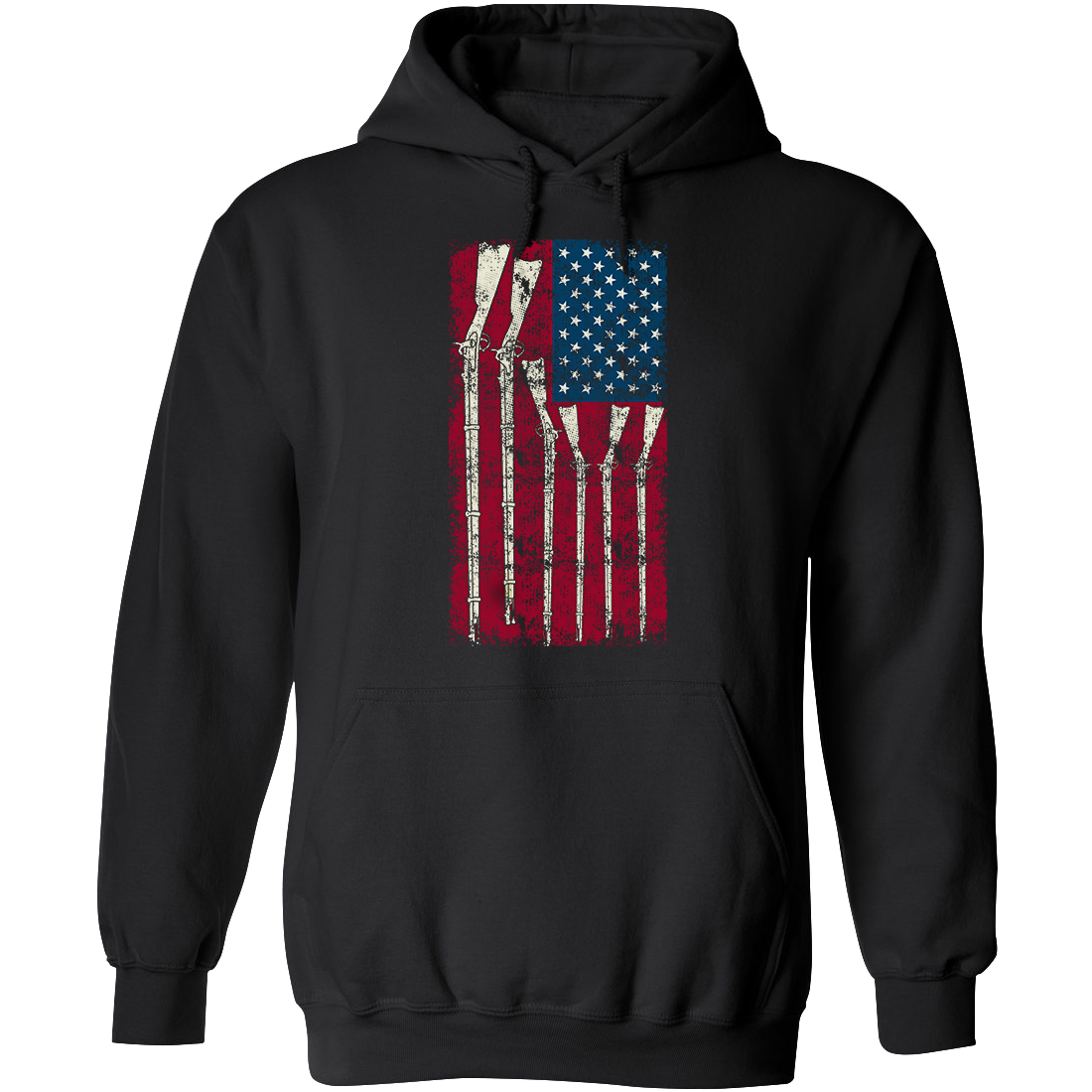 American Flag with Guns - 2nd Amendment Men's Hoodie - Black