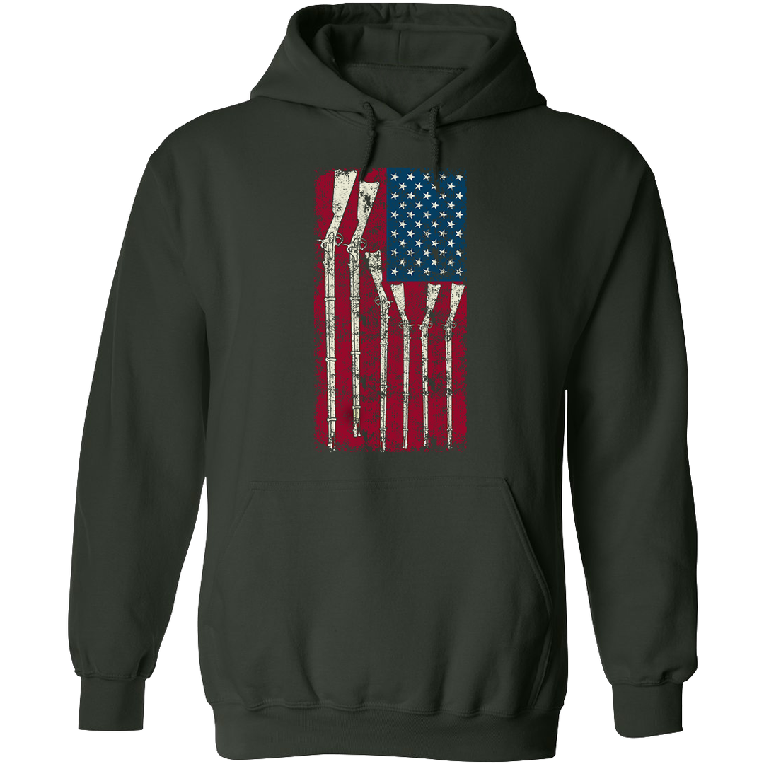 American Flag with Guns - 2nd Amendment Men's Hoodie - Green