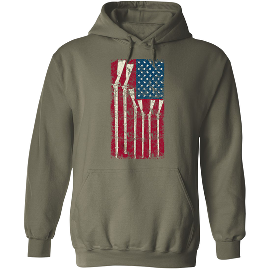 American Flag with Guns - 2nd Amendment Men's Hoodie - Military Green