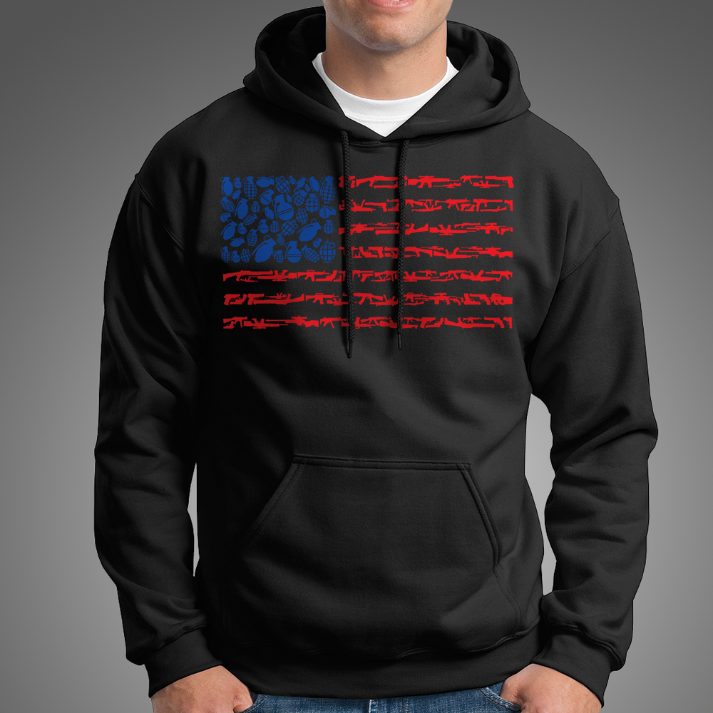 American Flag Made of Guns 2nd Amendment Men’s Hoodie - Black
