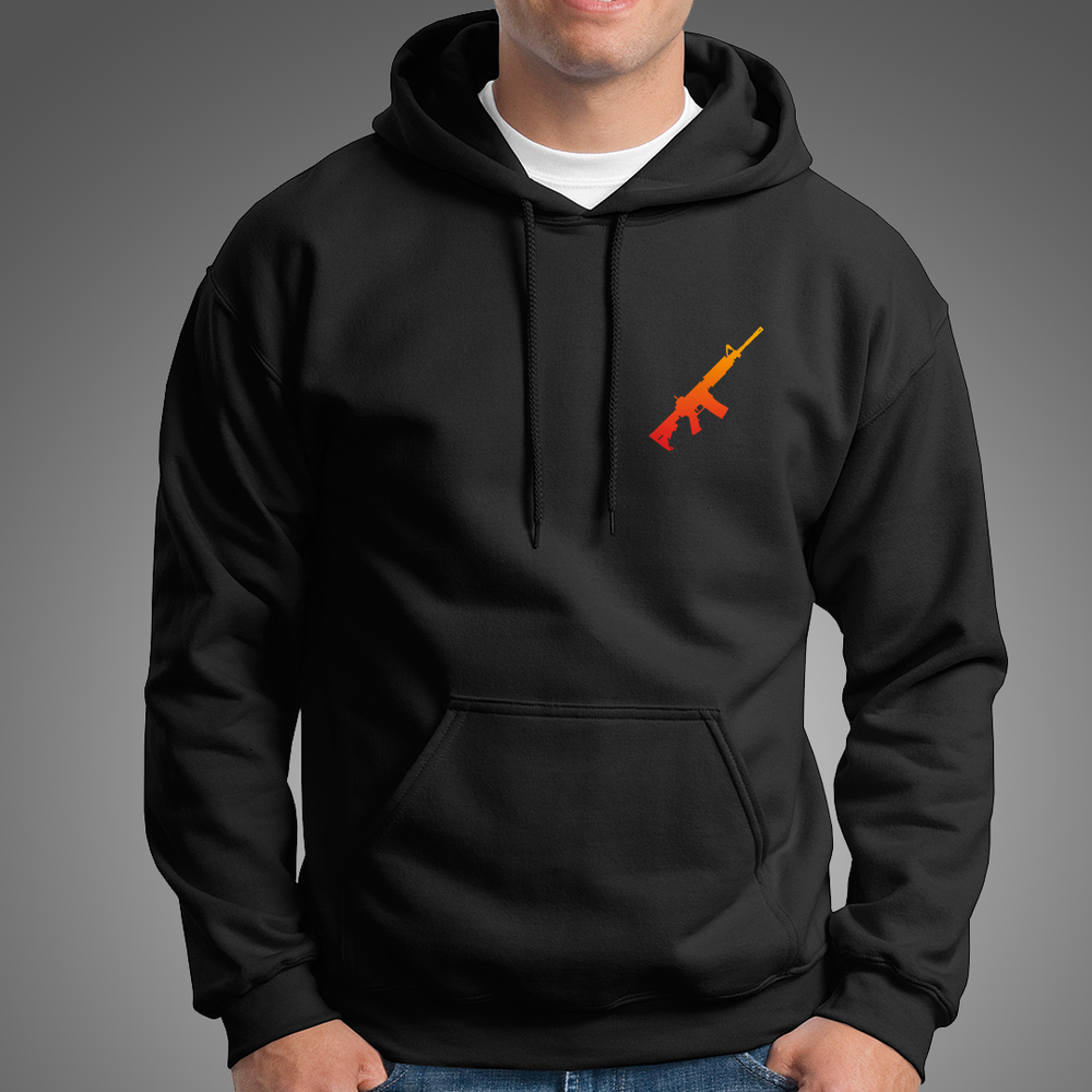 AR-15 Rifle Silhouette Men's Hoodie - Black