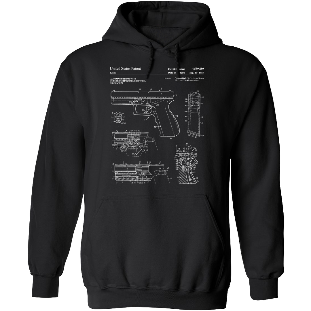 Glock Handgun Patent Men's Hoodie - Black