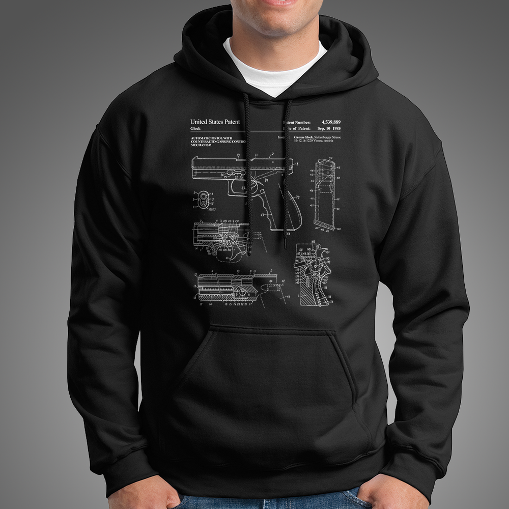 Glock Handgun Patent Pro Gun Men's Hoodie - Black