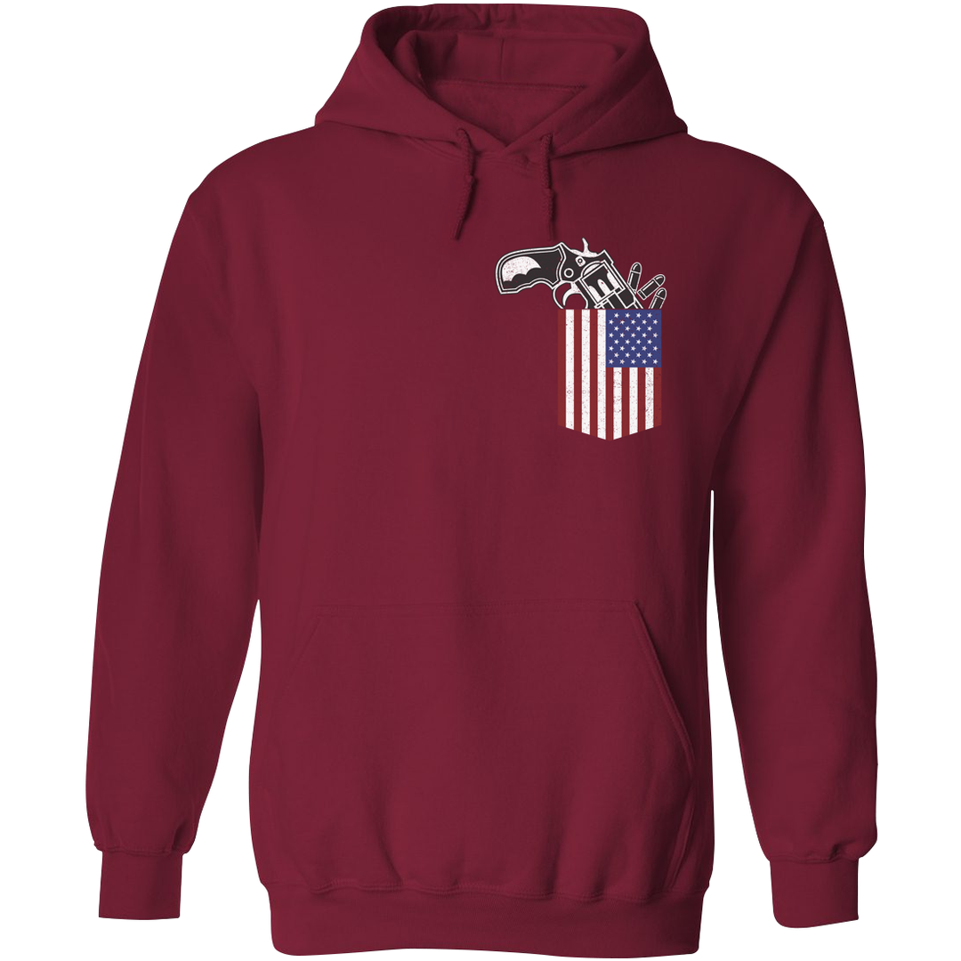Gun in the Pocket, USA Flag-2nd Amendment Hoodie-Maroon