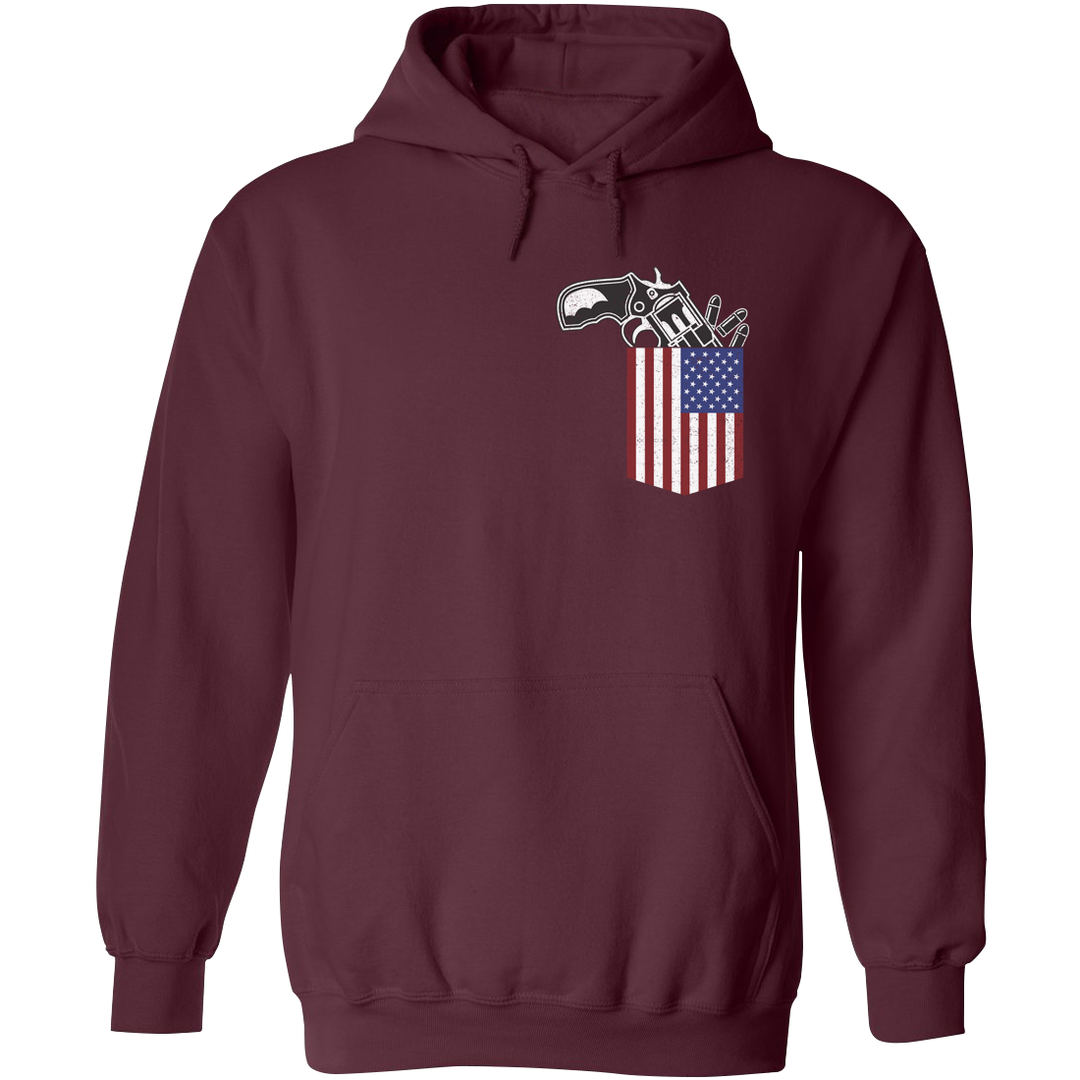 Gun in the Pocket, USA Flag-2nd Amendment Hoodie-Maroon