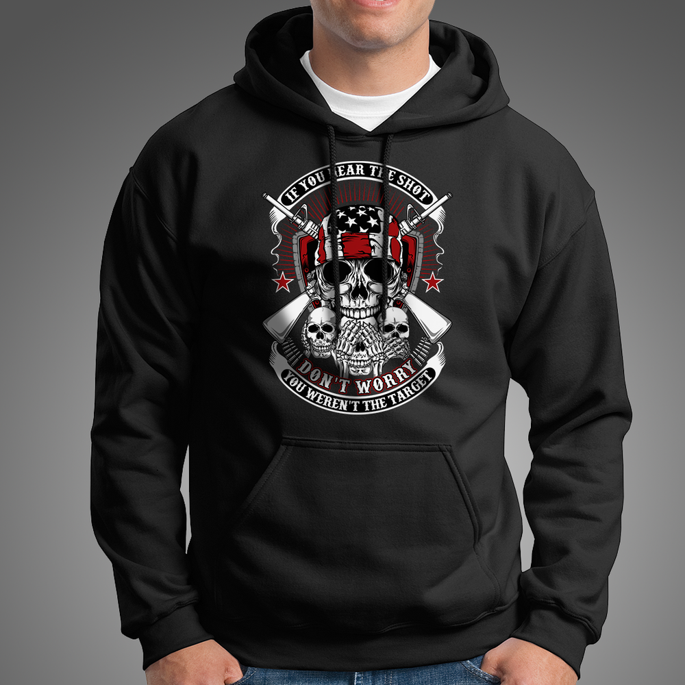 If you hear the shot, don't worry, you weren't the target - Pro Gun Hoodie - Black