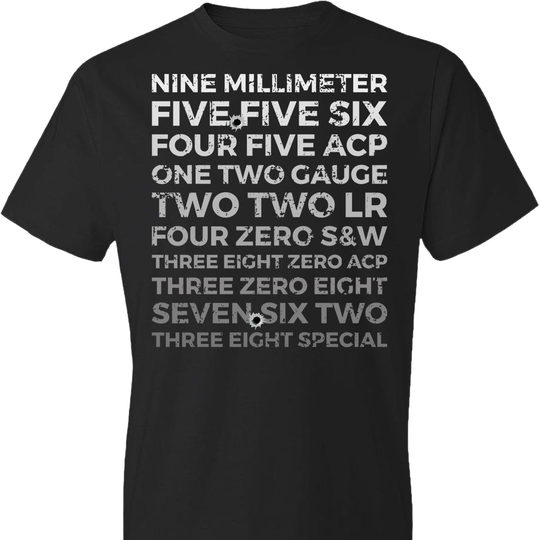 Top 10 Most Popular U.S. Calibers - Men's Pro Gun T-Shirt - Black