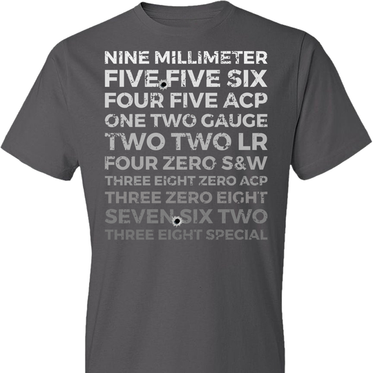 Top 10 Most Popular U.S. Calibers - Men's Pro Gun T-Shirt - Dark Grey