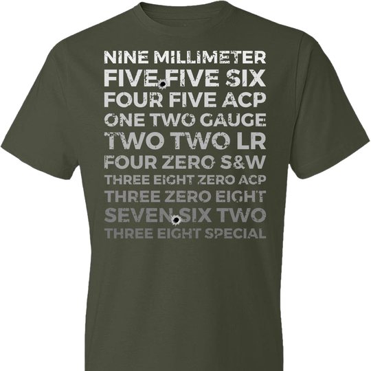 Top 10 Most Popular U.S. Calibers - Men's Pro Gun T-Shirt - City Green