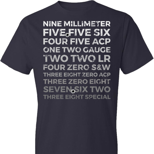 Top 10 Most Popular U.S. Calibers - Men's Pro Gun T-Shirt - Navy