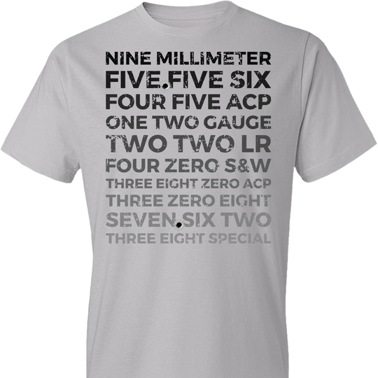 Top 10 Most Popular U.S. Calibers - Men's Pro Gun T-Shirt - Light Grey