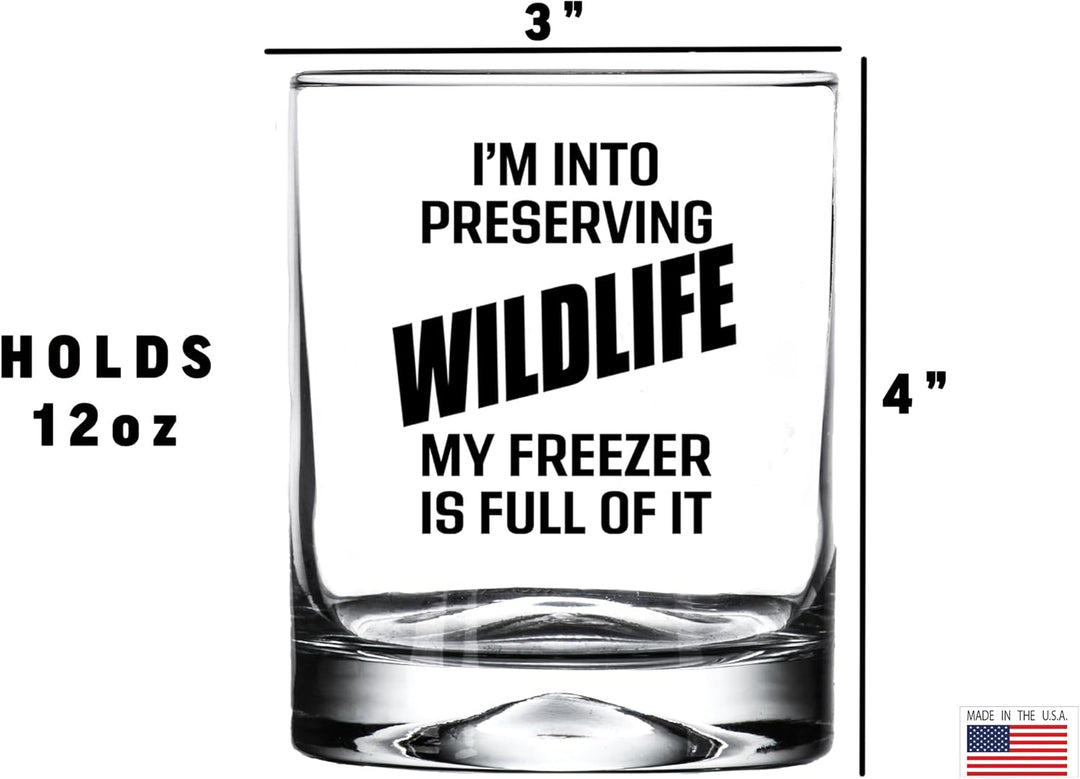 Funny Hunting Whiskey Glass - 12 oz