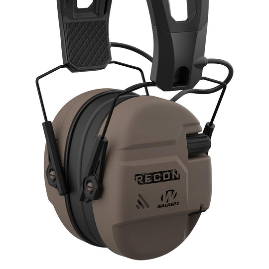 Walker's Recon Digital Muffs - Durable IPX4 Resistant Shooting Hearing Protection Electronic Muffs, 2 AAA Batteries Included