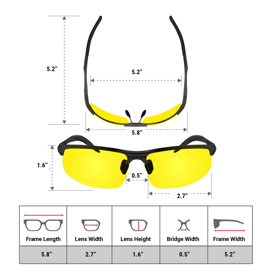 Yellow Glasses for Men/Women - Anti Fog Semi-Polarized Shooting Safety Glasses for Ultimate Eye Protection