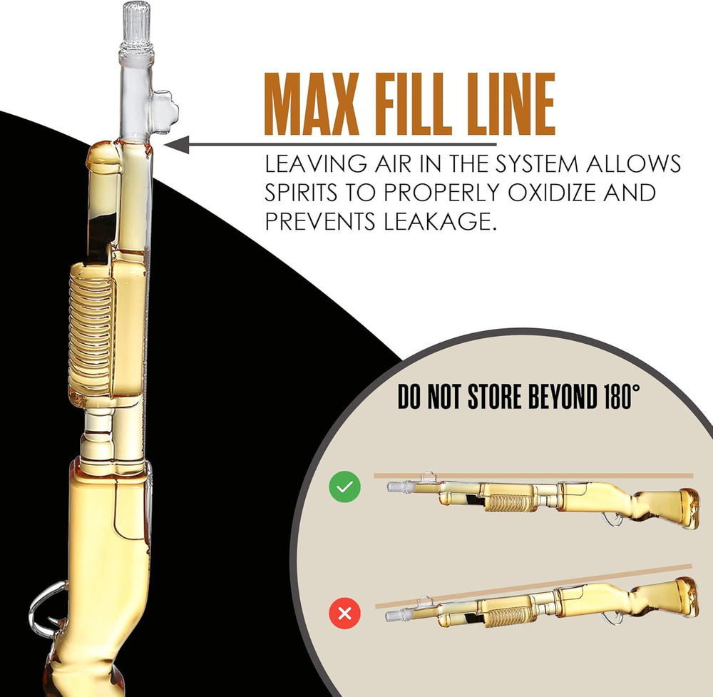 Shotgun Shaped Whiskey Decanter Set (33.8 oz) with 4 Glasses