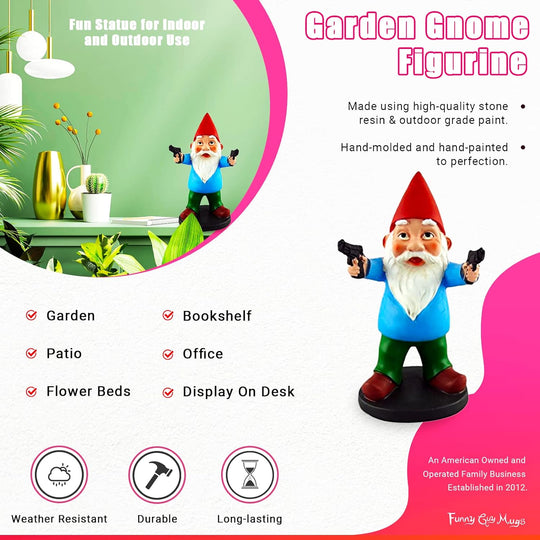 Garden Gnome with Gun Statue