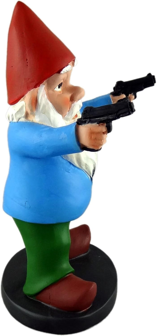 Garden Gnome with Gun Statue