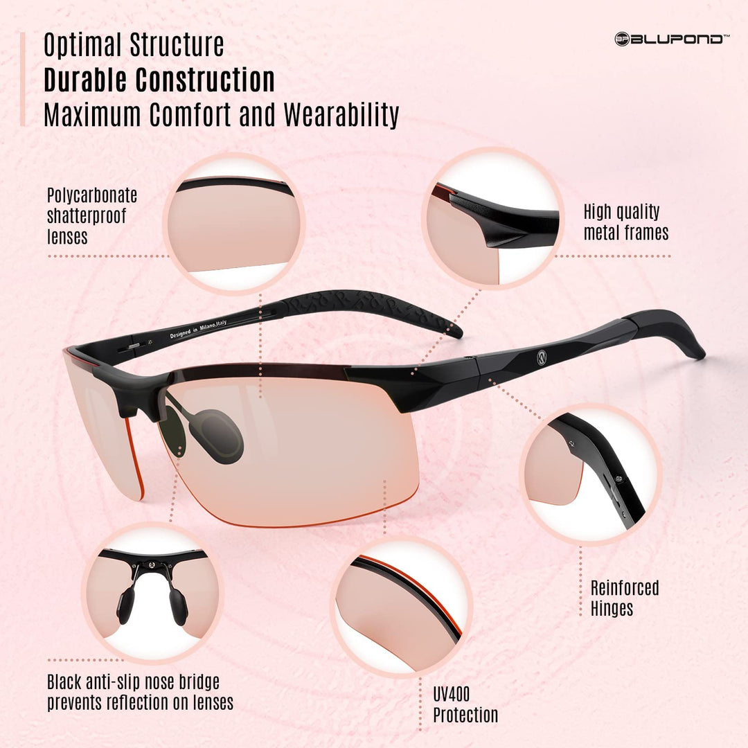 Yellow Glasses for Men/Women - Anti Fog Semi-Polarized Shooting Safety Glasses for Ultimate Eye Protection