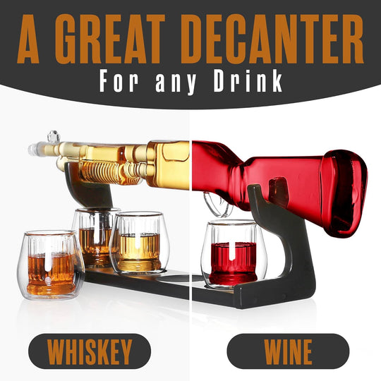 Shotgun Shaped Whiskey Decanter Set (33.8 oz) with 4 Glasses