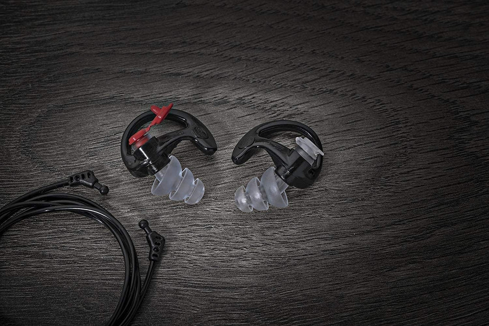 SureFire EP4 Sonic Defenders Plus filtered Earplugs, triple flanged design, reusable, Black, Medium