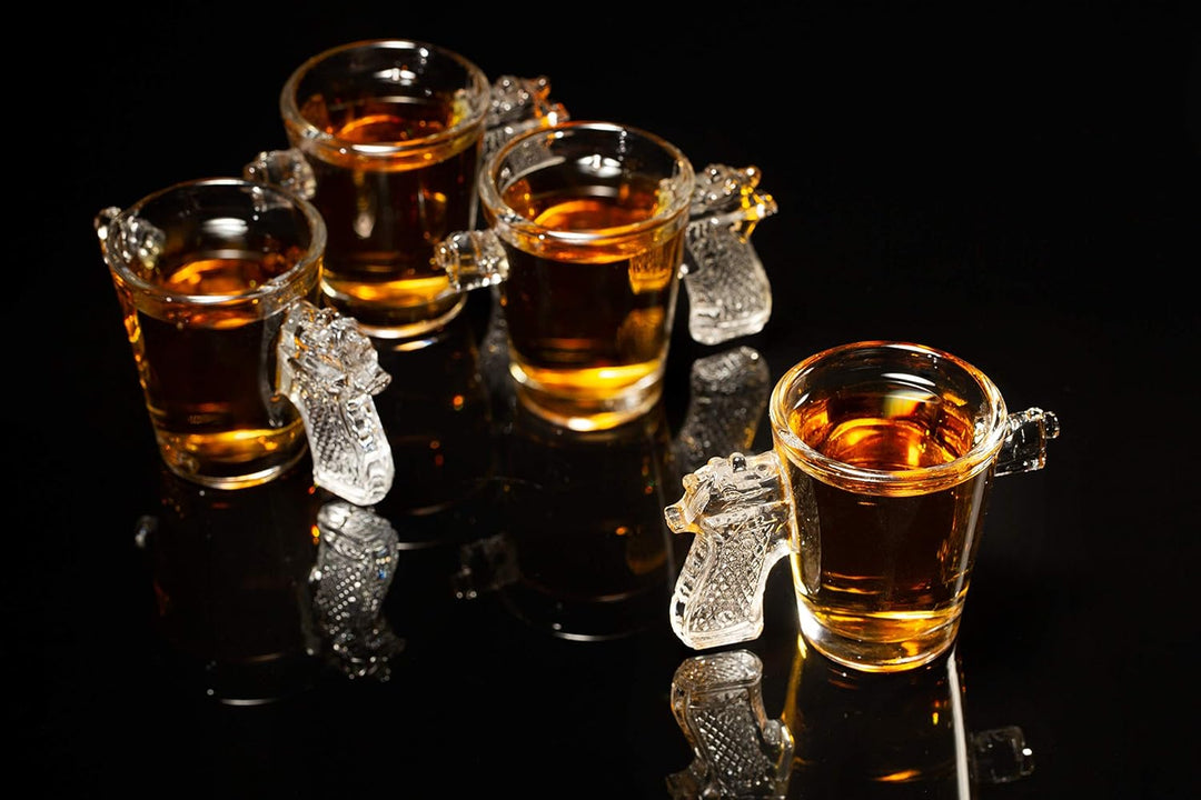 Shooter Shot Glass Set - Four 2 oz Pistol Glasses