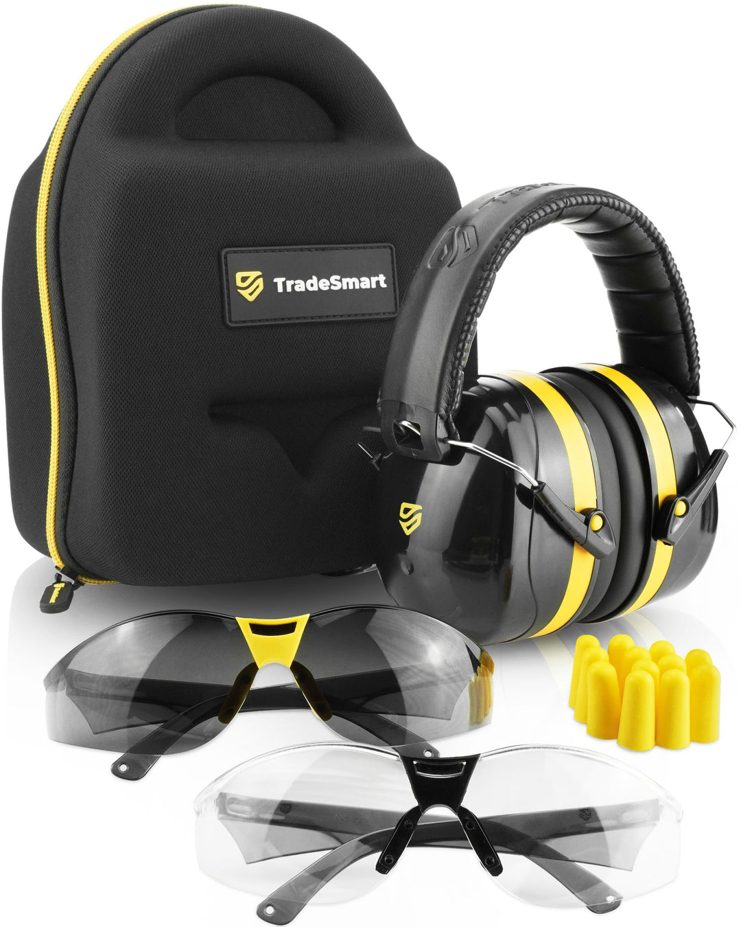 TradeSmart All-in-One Shooting Ear Protection - Comfort+ NRR 28 Earmuffs, Glasses & Earplugs + Carry Case