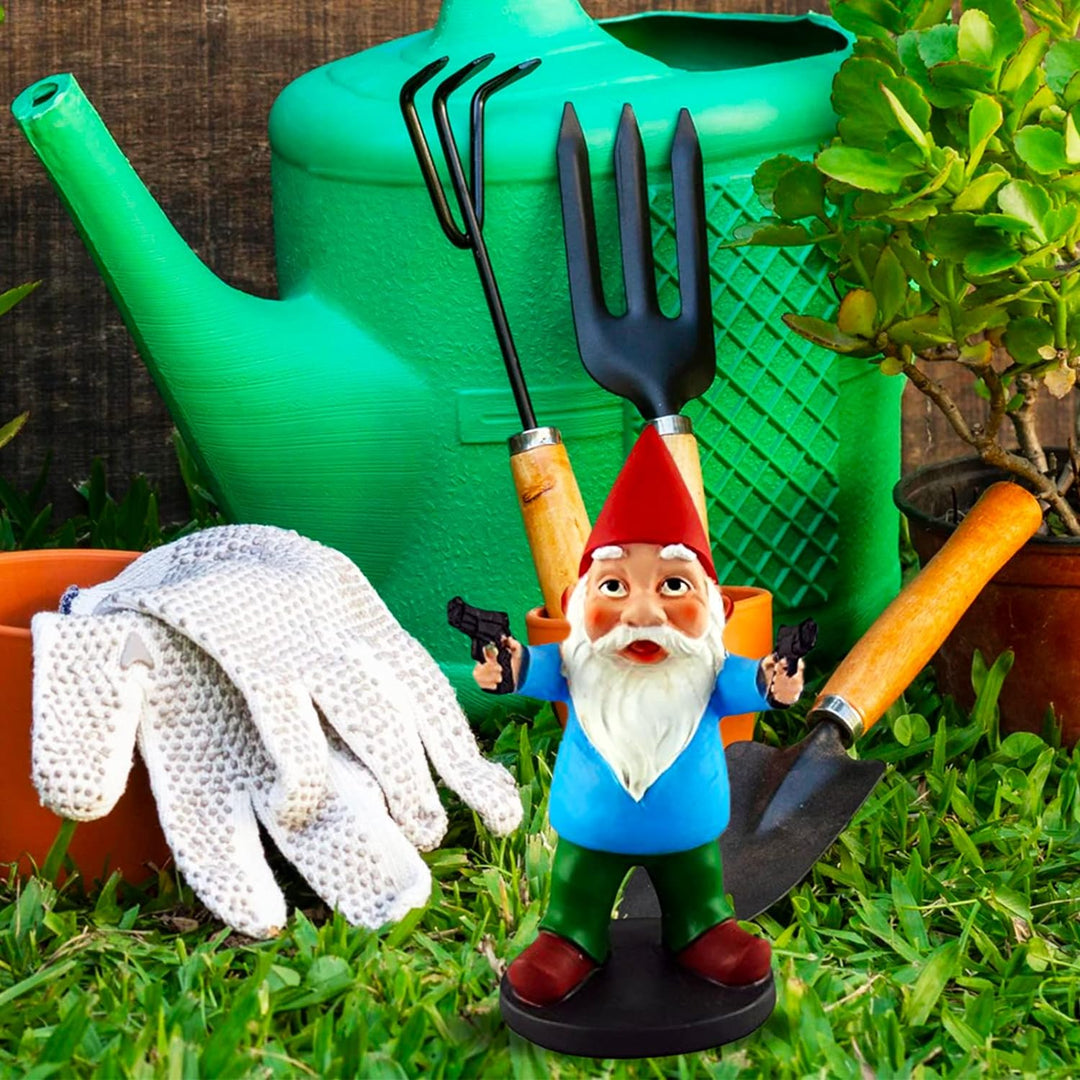 Garden Gnome with Gun Statue