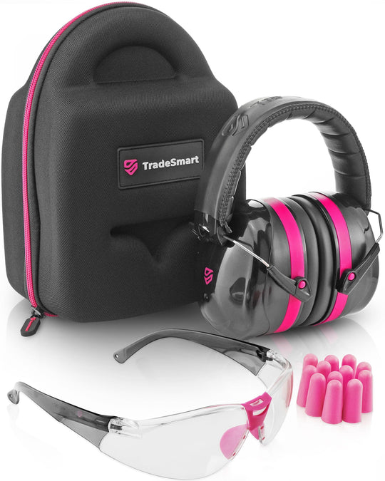 TradeSmart All-in-One Shooting Ear Protection - Comfort+ NRR 28 Earmuffs, Glasses & Earplugs + Carry Case