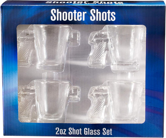 Shooter Shot Glass Set - Four 2 oz Pistol Glasses