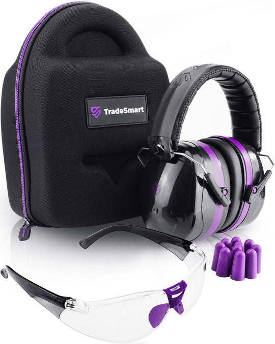 TradeSmart All-in-One Shooting Ear Protection - Comfort+ NRR 28 Earmuffs, Glasses & Earplugs + Carry Case