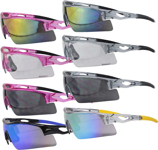 TITUS G20 All Sport Safety Glasses Shooting Eyewear Motorcycle Protection ANSI Z87+ Compliant (With Pouch, Pink Frame - Clear Lens)