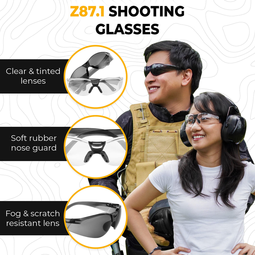 TradeSmart All-in-One Shooting Ear Protection - Comfort+ NRR 28 Earmuffs, Glasses & Earplugs + Carry Case